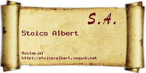 Stoics Albert névjegykártya